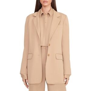 STAUD City Blazer Camel Tan Two-Button Front Suit Jacket Sz M Women's